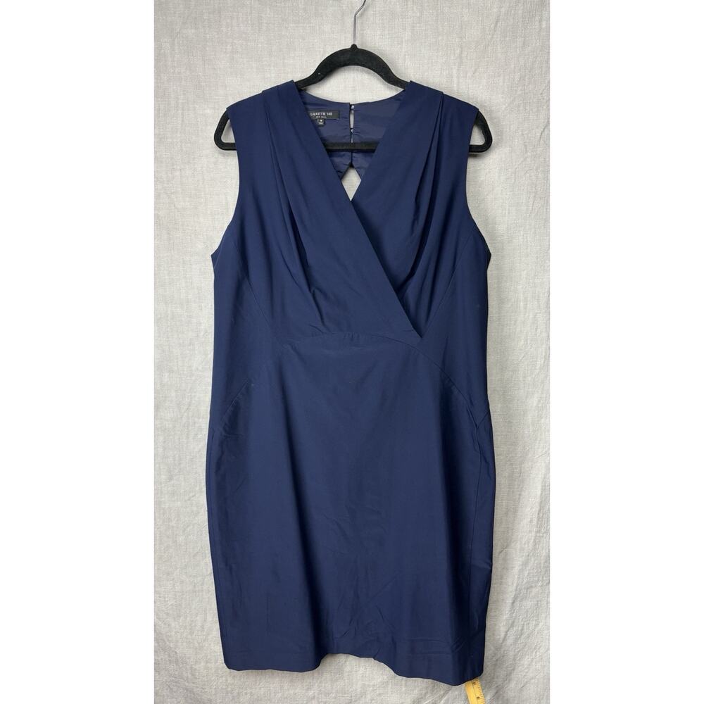 Lafayette 148 New York Dress Women’s 16 Blue Sheath Acetate Midi Sleeveless